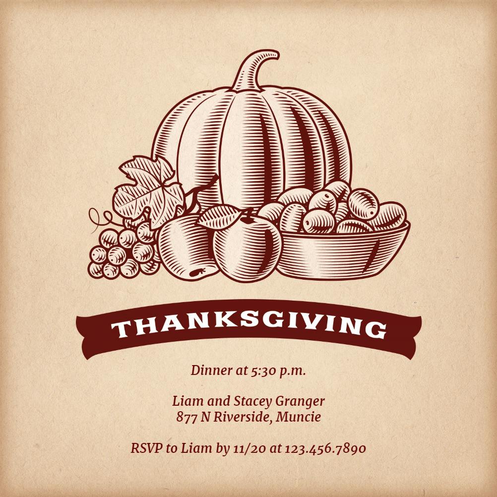Harvest still life - thanksgiving invitation