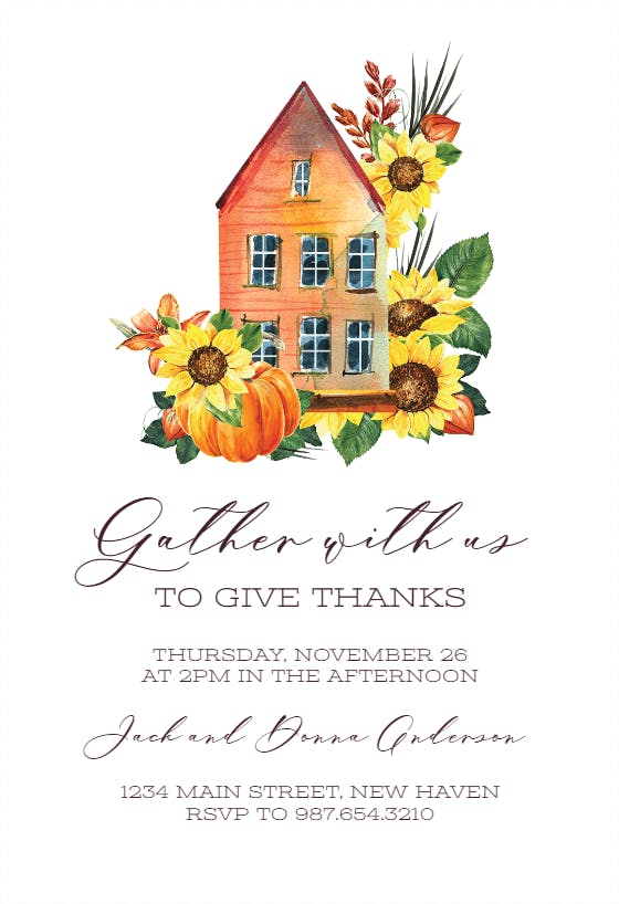 House - thanksgiving invitation