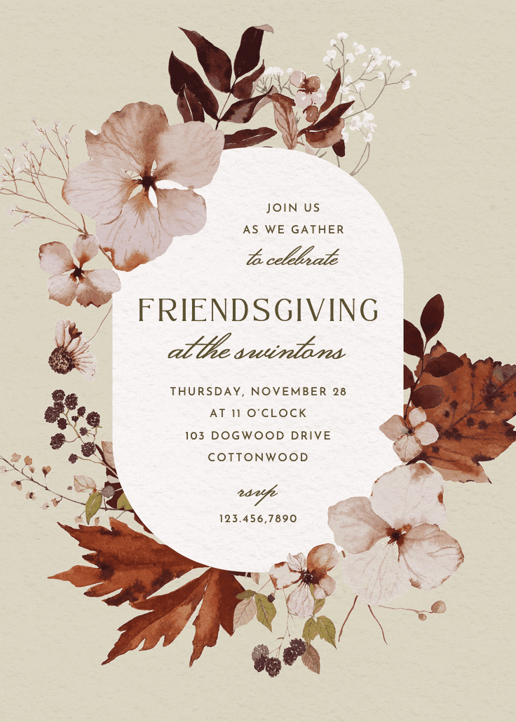 Illustrated autumn frame - printable party invitation