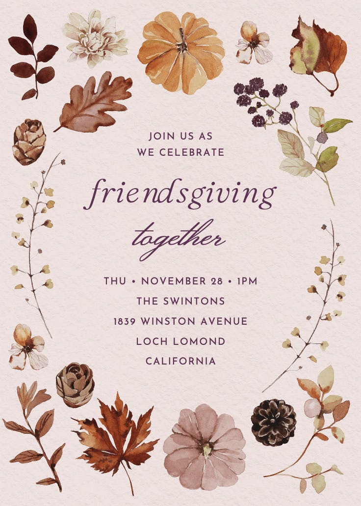 Illustrted autumn - holidays invitation