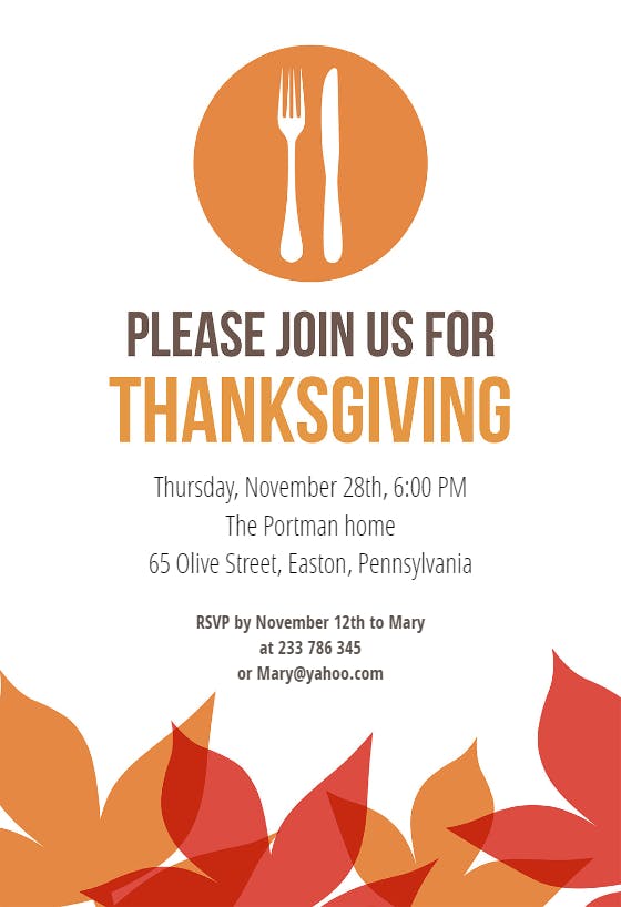 Join us for thanksgiving -  invitación de acción de gracias