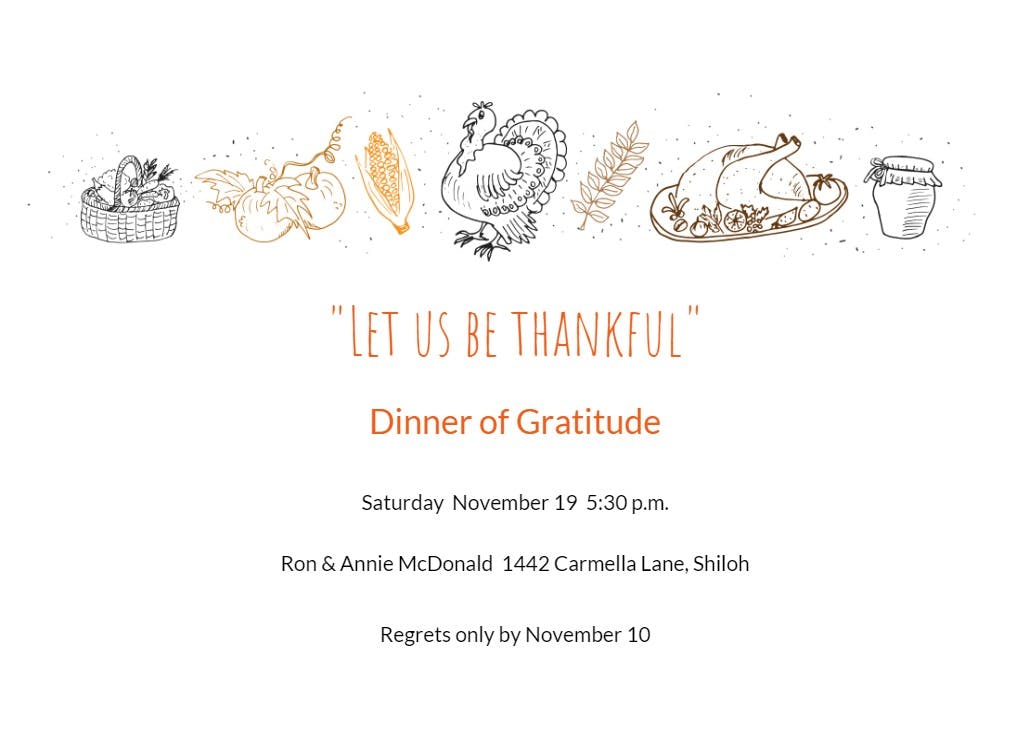 Line art lineup - thanksgiving invitation