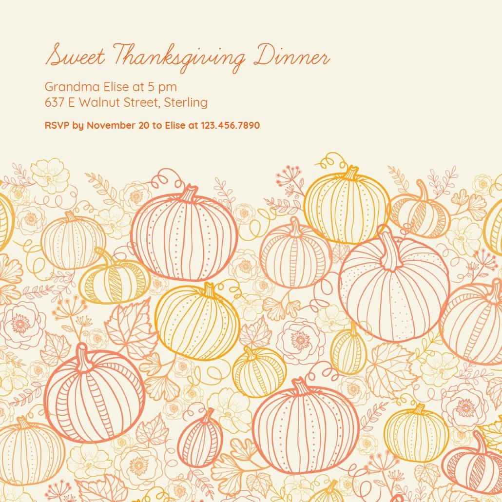 Lines and vines - thanksgiving invitation