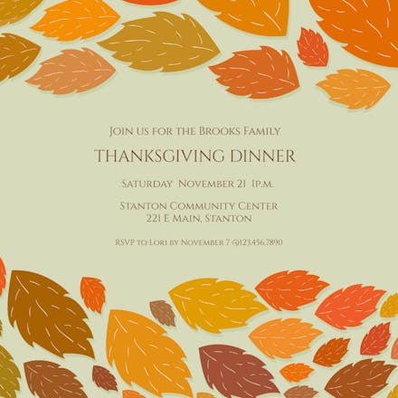 Lovely Leaves Borders - Invitación De Acción De Gracias