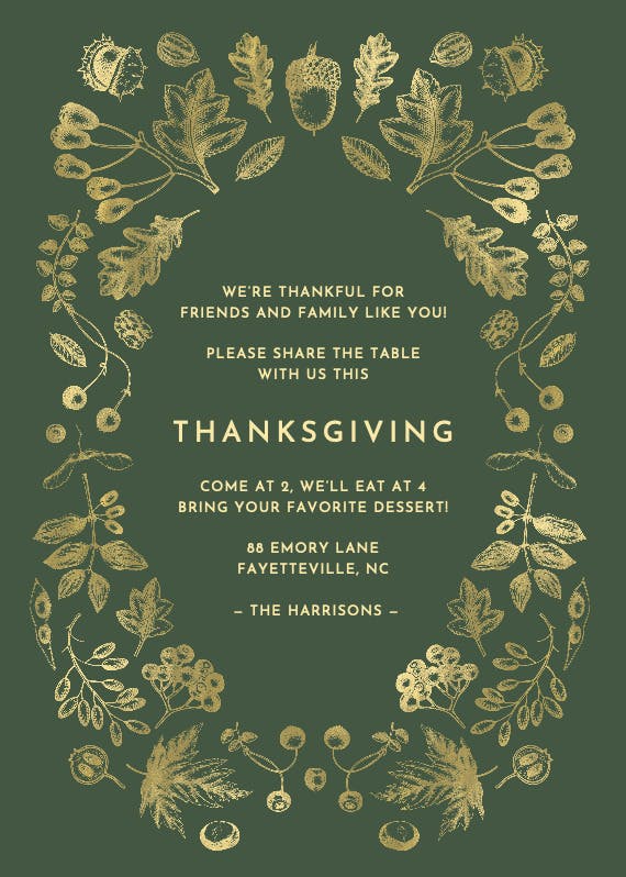 Luxe leaves - thanksgiving invitation