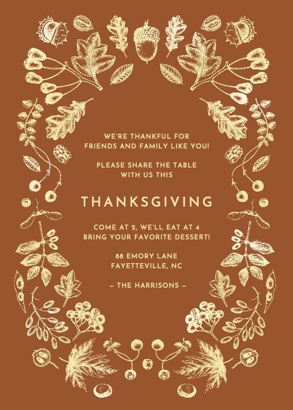 Luxe leaves - thanksgiving invitation