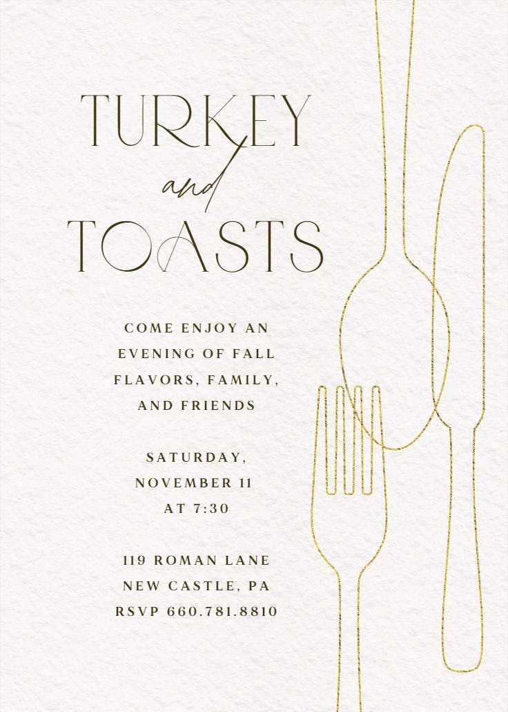 Minimalist cutlery - thanksgiving invitation