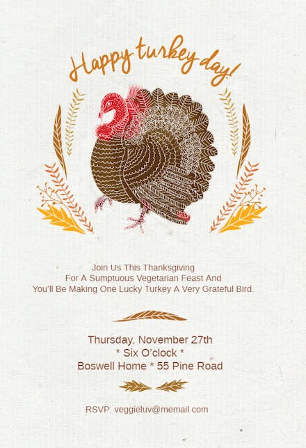 One Lucky Bird - Thanksgiving Invitation
