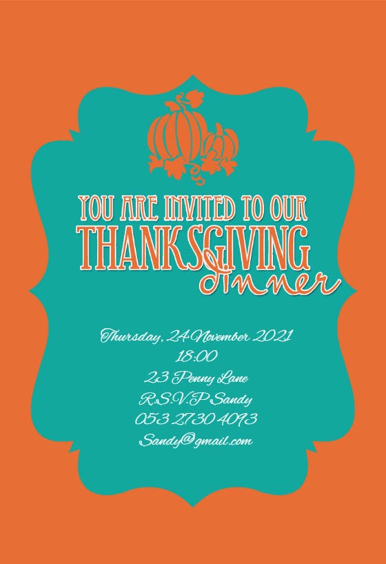Our thanksgiving dinner - thanksgiving invitation