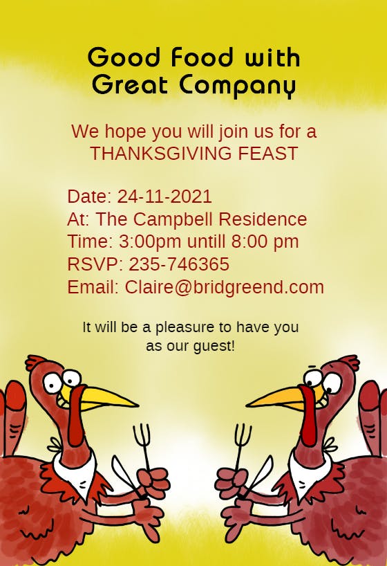 Our thanksgiving feast - thanksgiving invitation