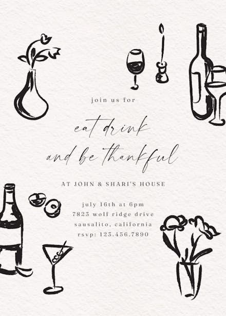 Pen and ink - thanksgiving invitation