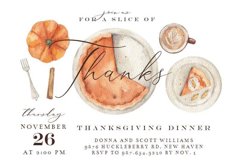 Pumpkin dessert - thanksgiving invitation