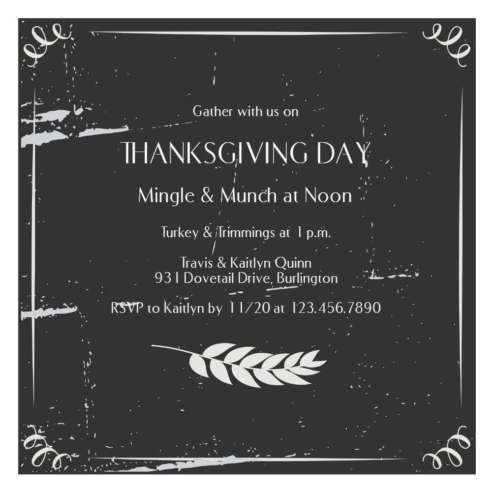 Shabby square - thanksgiving invitation