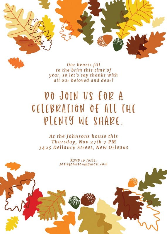 Sharing the plenty - thanksgiving invitation