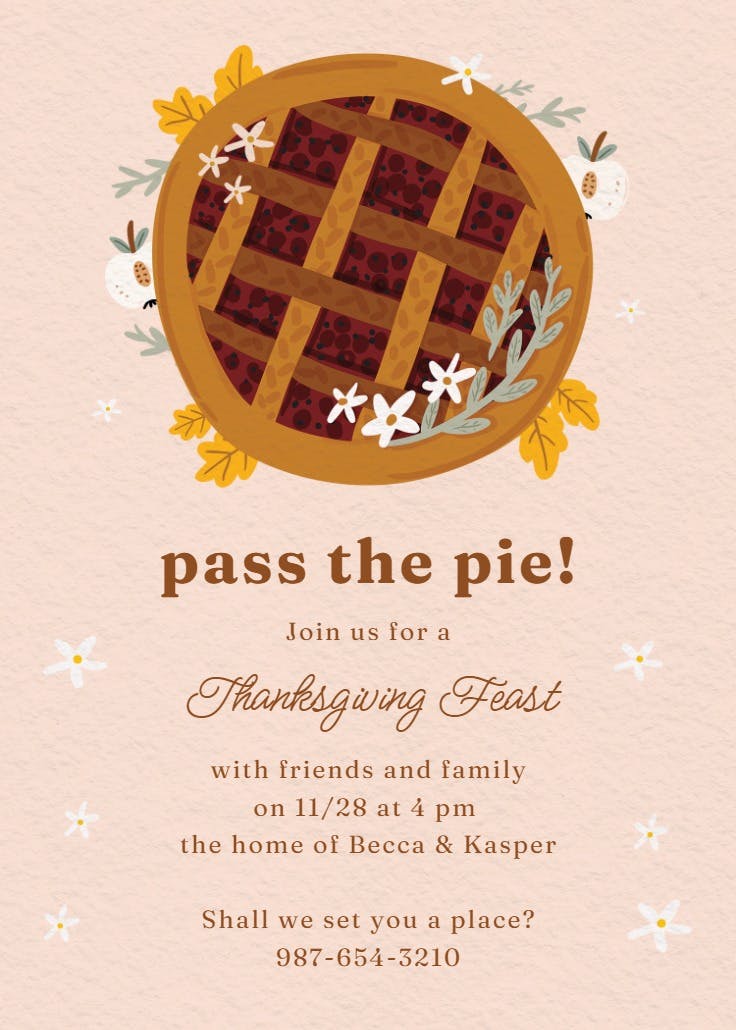 Sweet pie - printable party invitation