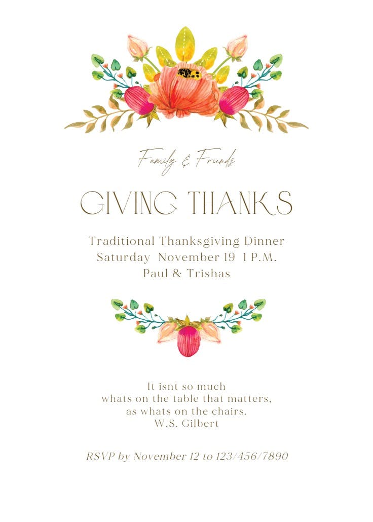 Sweet swags - thanksgiving invitation