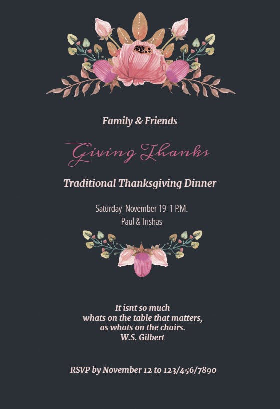 Sweet swags - thanksgiving invitation