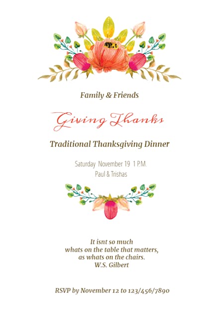 Sweet swags - thanksgiving invitation