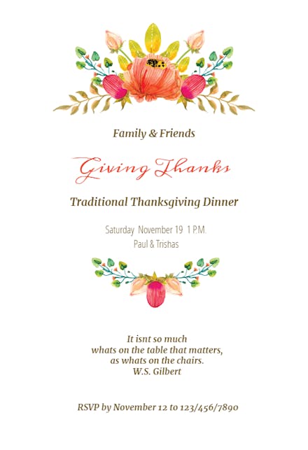 Sweet Swags - Thanksgiving Invitation