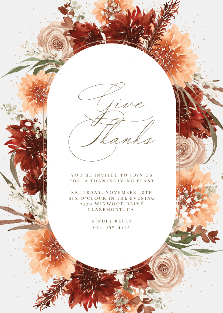 Terracotta frame celebration - thanksgiving invitation