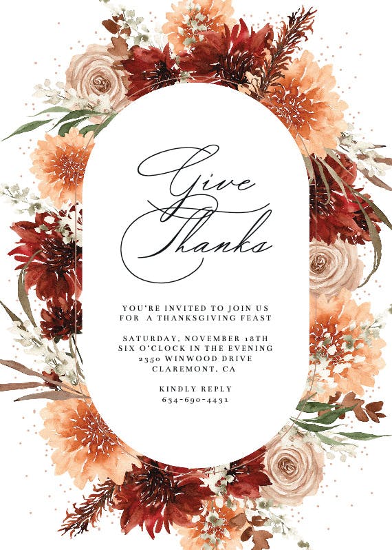 Terracotta frame celebration - thanksgiving invitation