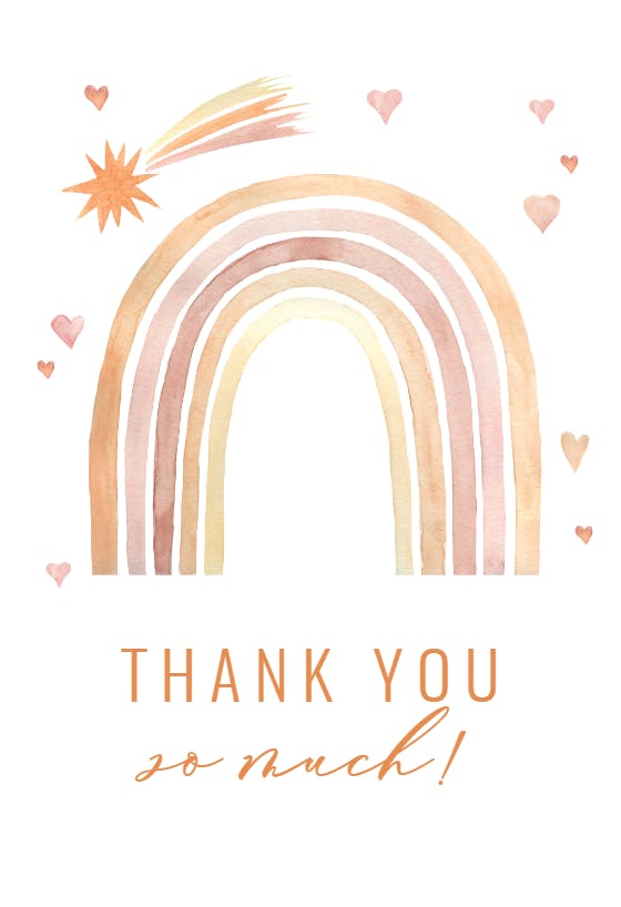 Thankful rainbow - birthday thank you card