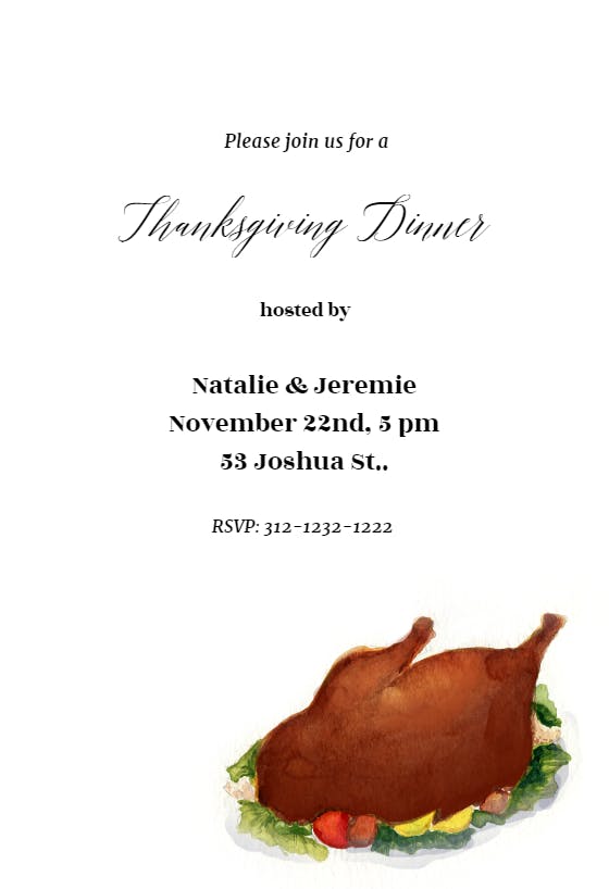 Thanksgiving dinner -  invitación de acción de gracias
