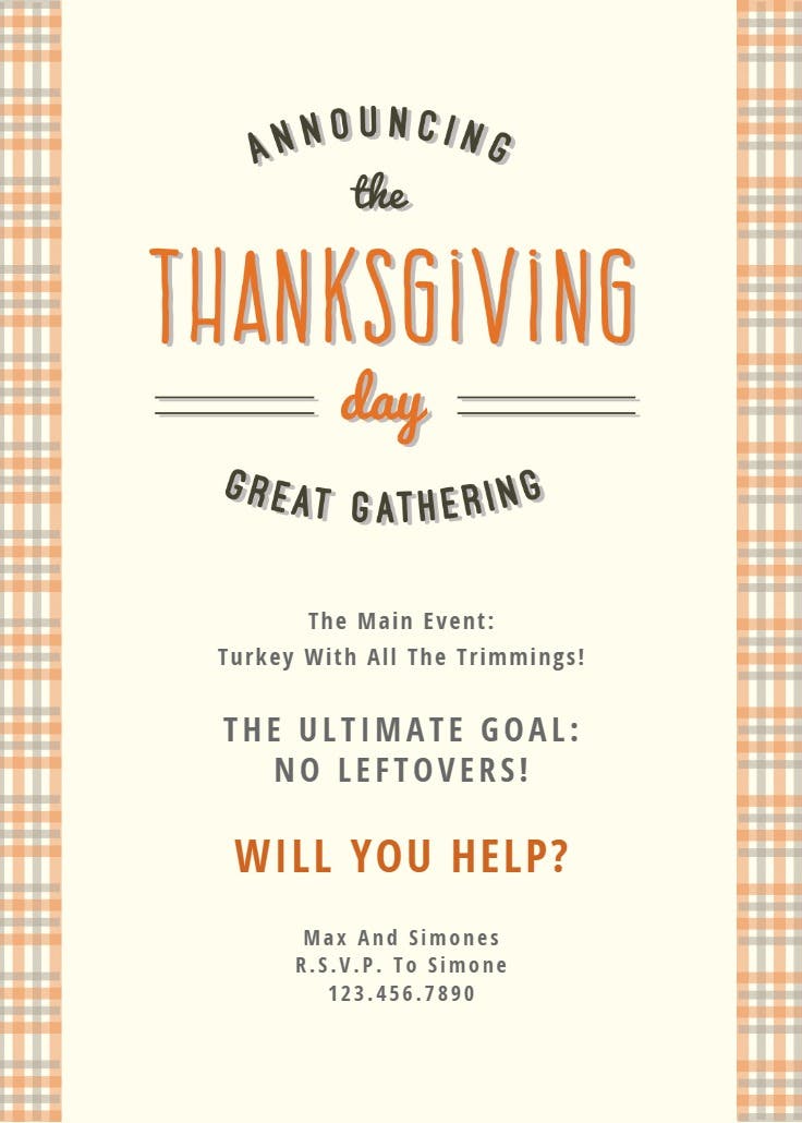 Thanksgiving great gathering - invitación de acción de gracias