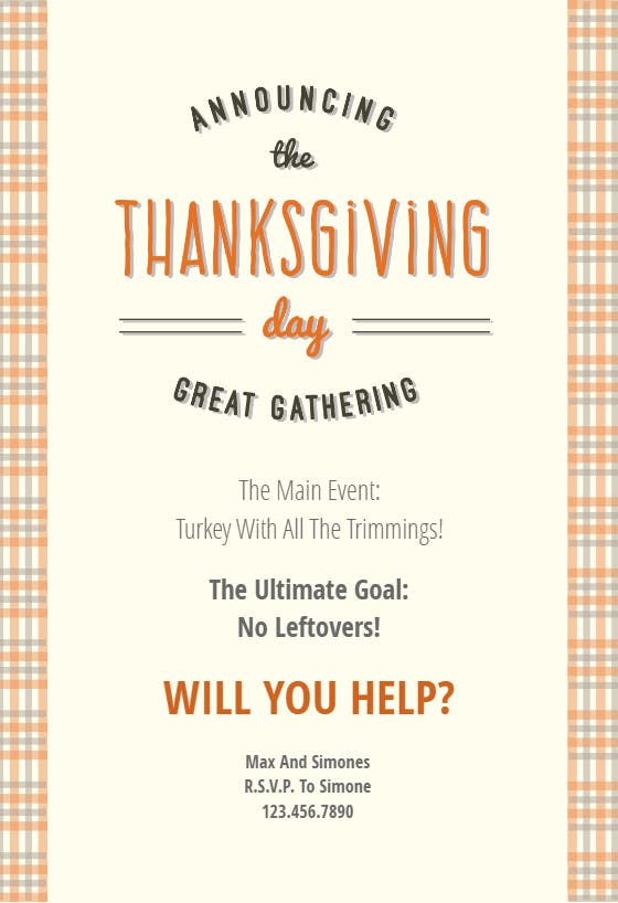 Thanksgiving great gathering - invitación de acción de gracias