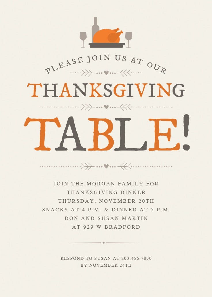 Thanksgiving table - thanksgiving invitation