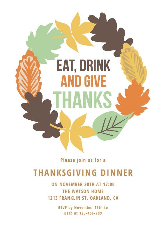 Thanksgiving wreath -  invitación de acción de gracias