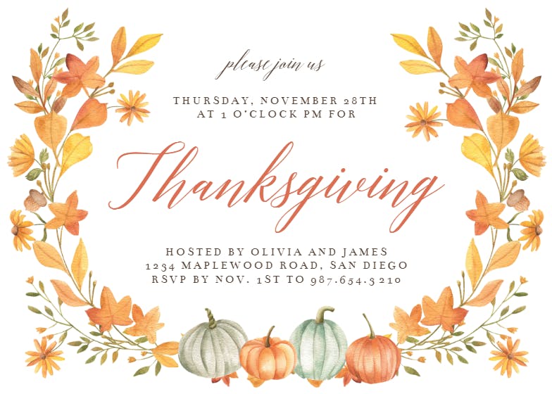 Thanksgiving wreath - thanksgiving invitation