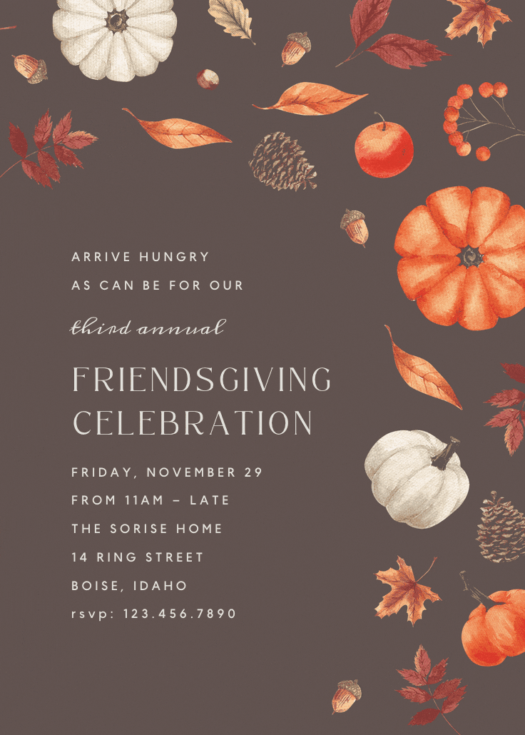Tumbling pumpkins - thanksgiving invitation