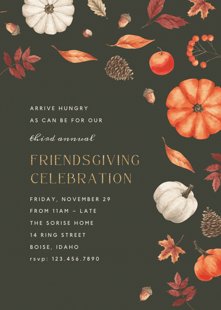 Tumbling pumpkins - thanksgiving invitation