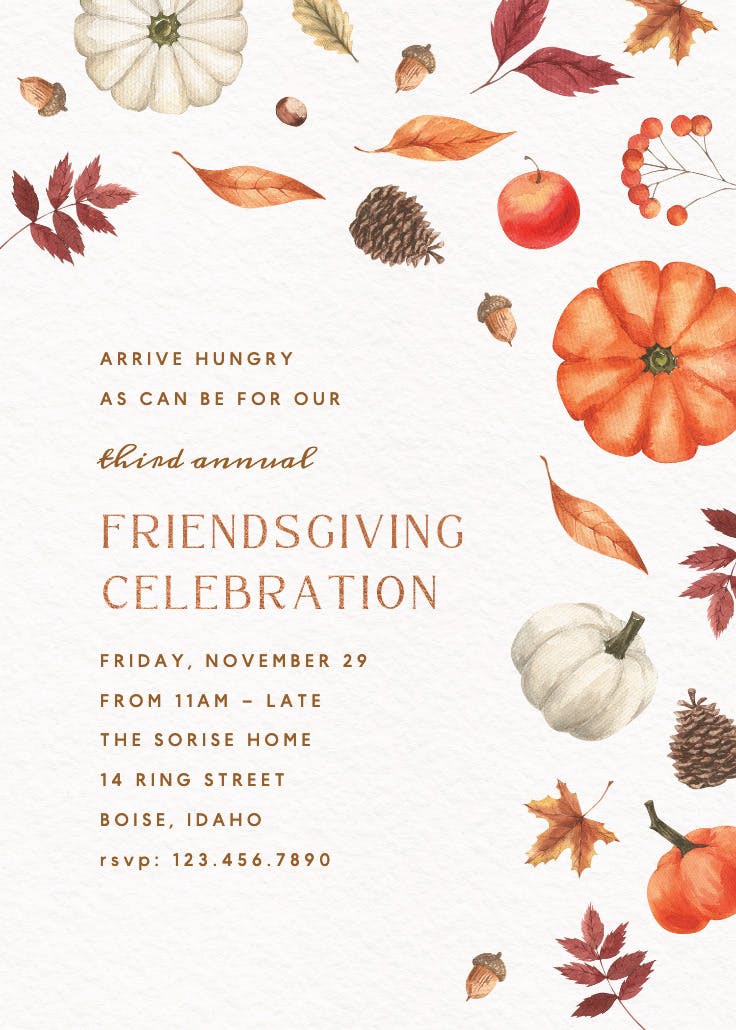 Tumbling pumpkins - party invitation