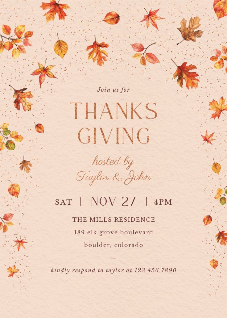 Watercolor autumn - thanksgiving invitation