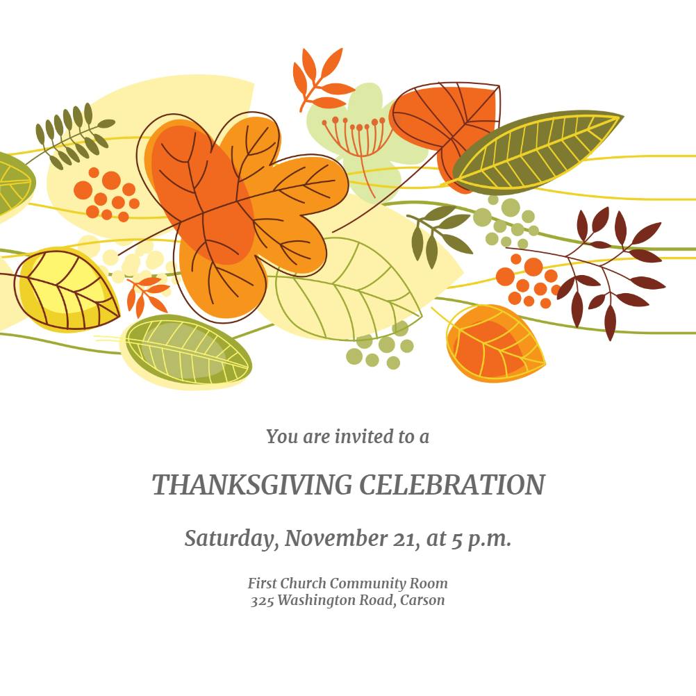 Windswept leaves - thanksgiving invitation