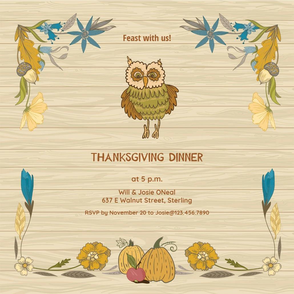 Wood and wildflowers - thanksgiving invitation