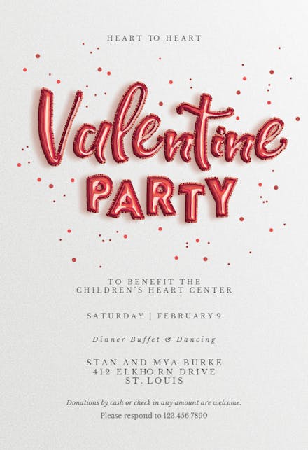 Balloons N Love Valentine S Day Invitation Template Free Greetings Island