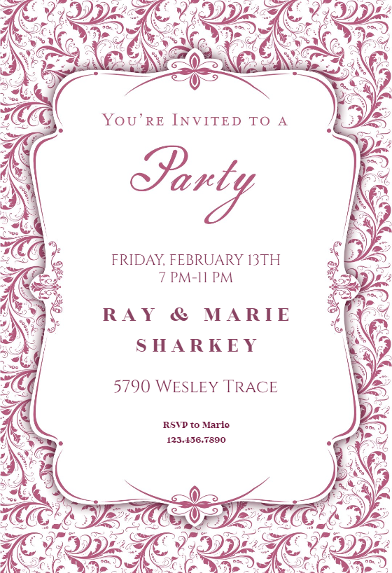 Brocade Valentine Party - Valentine's Day Invitation Template (Free ...