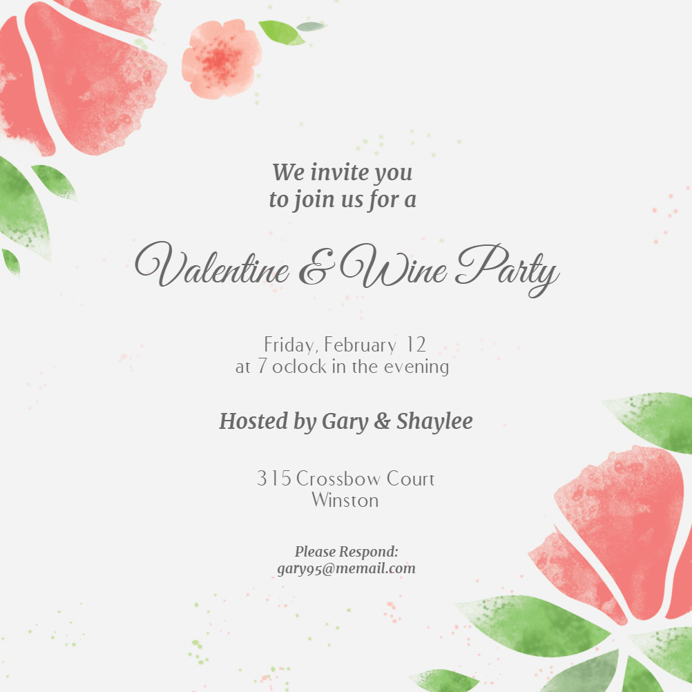 Flower Power - Valentine's Day Invitation Template (Free) | Greetings ...