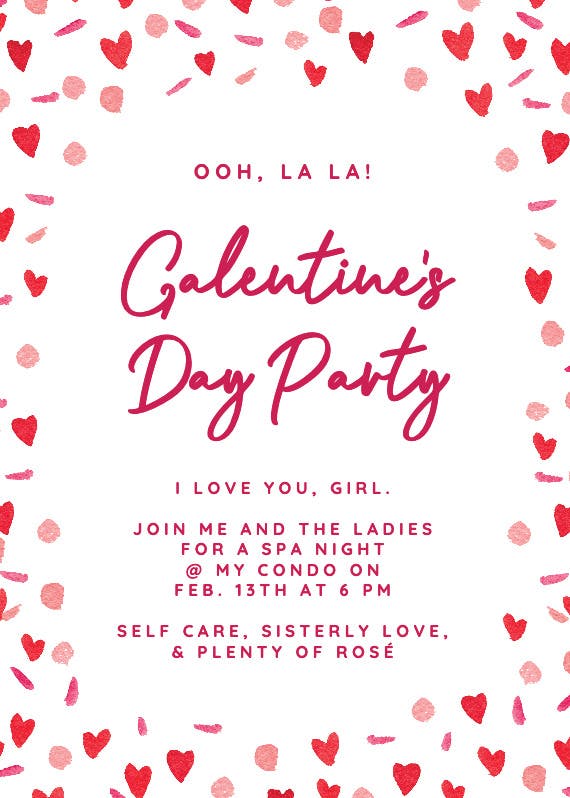 Galentine's day party -  invitación para san valentín