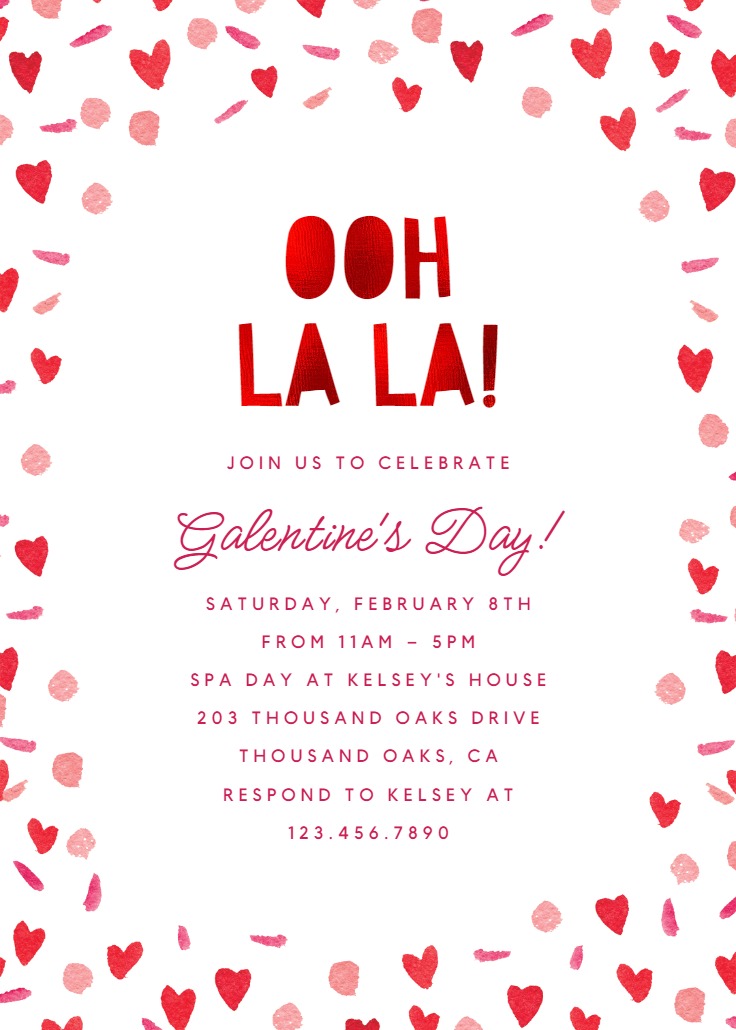 Galentine's Day Hearts Valentine's Day Invitation Template