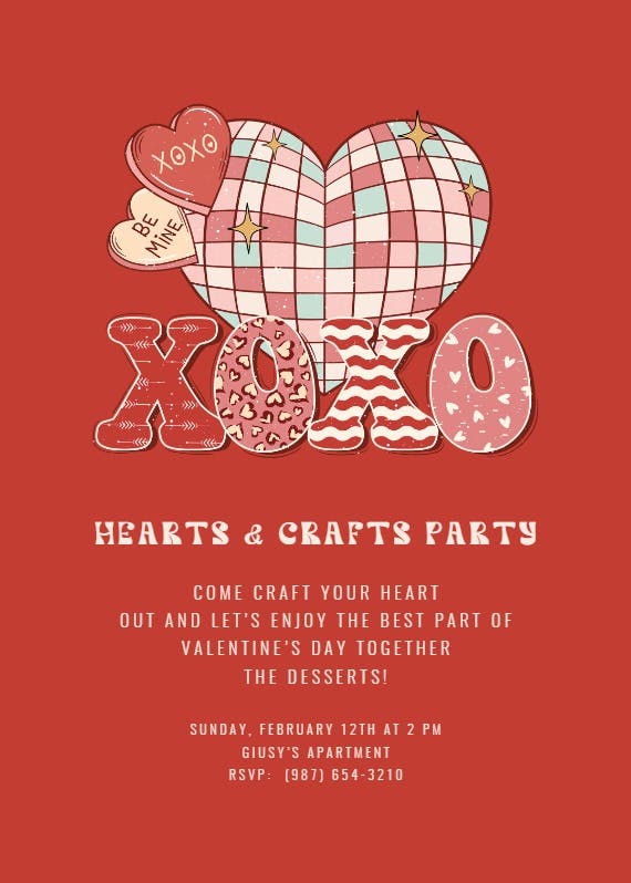 Hearts and crafts - valentine's day invitation