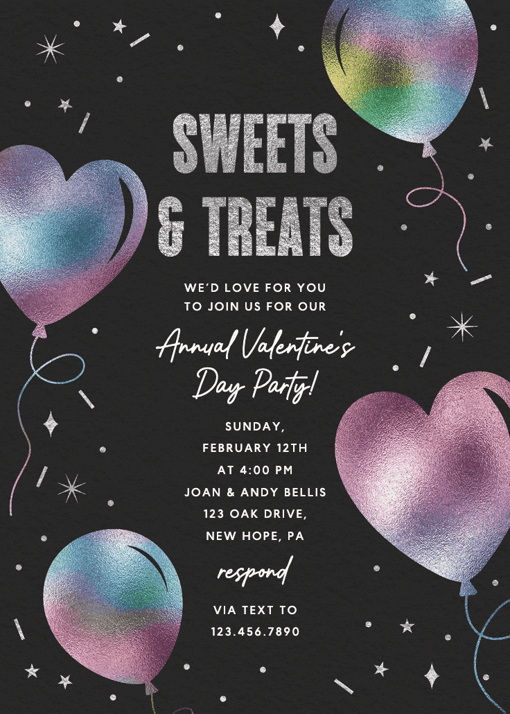 Iridescent balloons - valentine's day invitation
