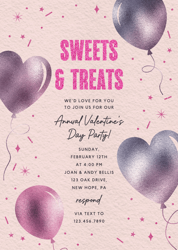 Iridescent balloons - invitación para san valentín