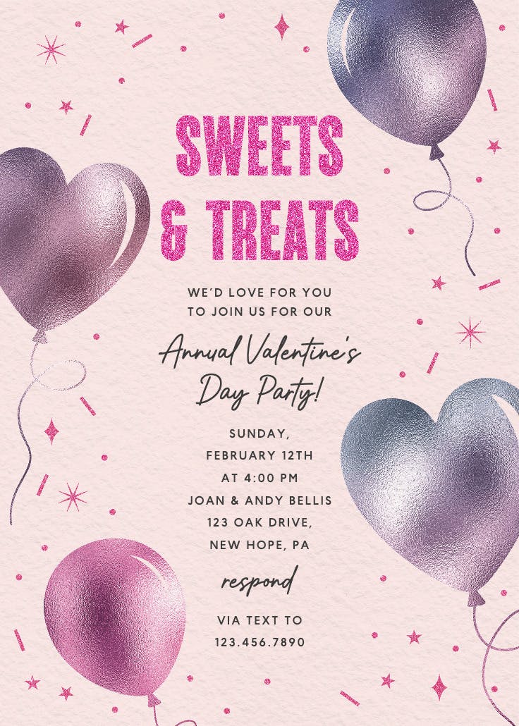 Iridescent balloons - invitación para san valentín