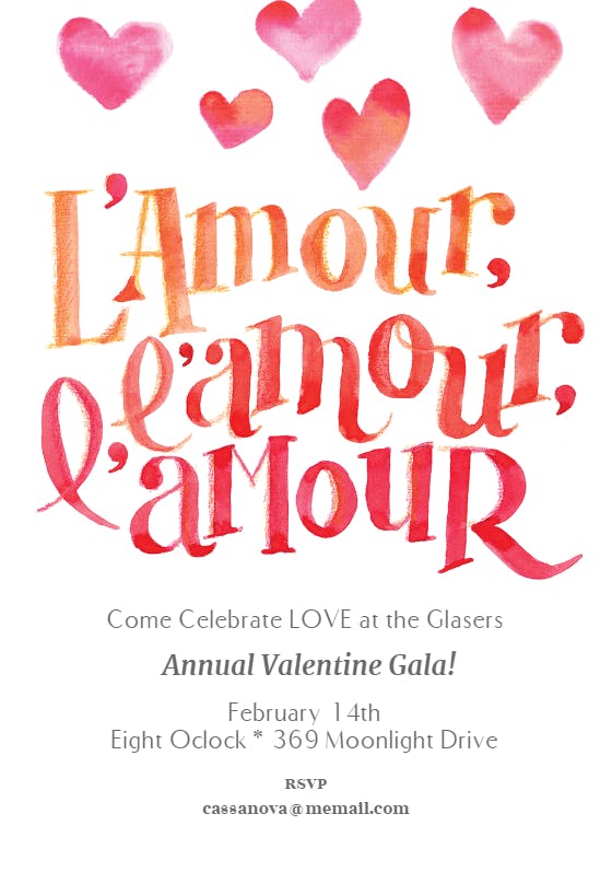 L'amour - valentine's day invitation