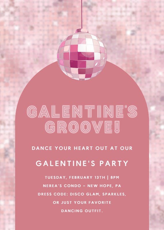 Mega fun disco - valentine's day invitation