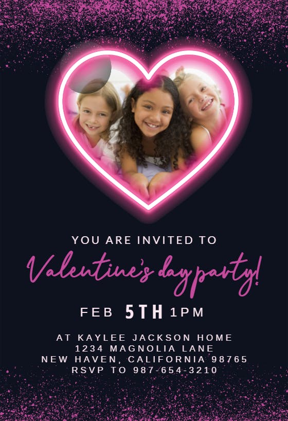 Neon valentines day - valentine's day invitation